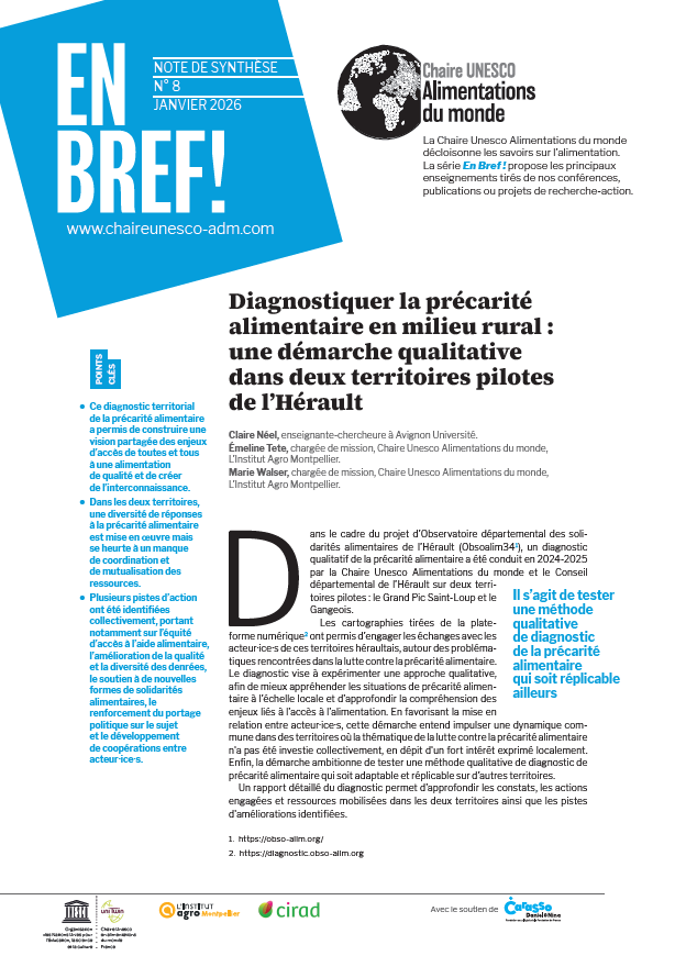 couverture Diagnostiquer la précarité alimentaire en milieu rural&nbsp;: une démarche qualitative dans deux territoires pilotes de l’Hérault