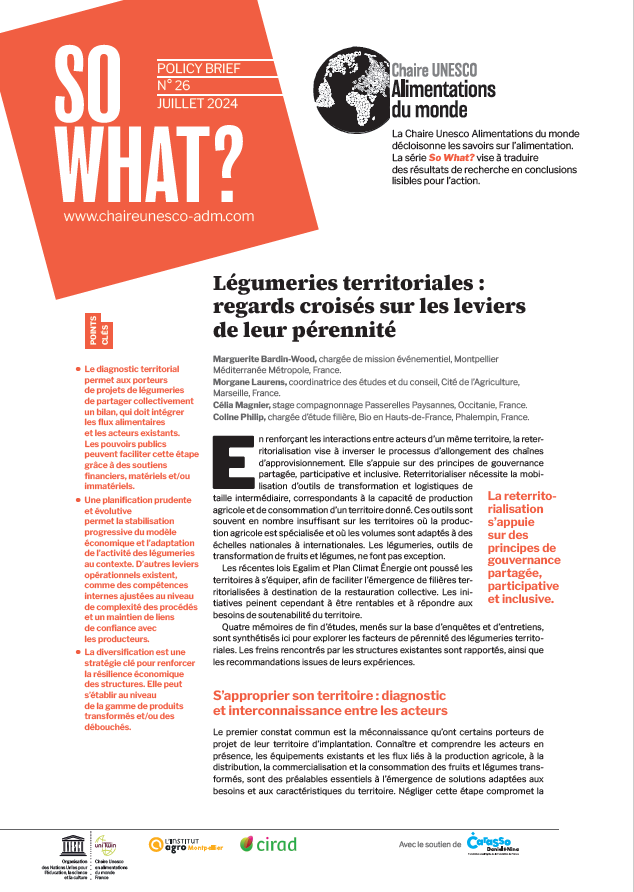 couverture Légumeries territoriales&nbsp;: regards croisés sur les leviers de leur pérennité