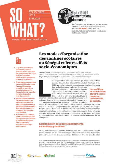 couverture Les modes d’organisation des cantines scolaires au Sénégal et leurs effets socio-économiques
