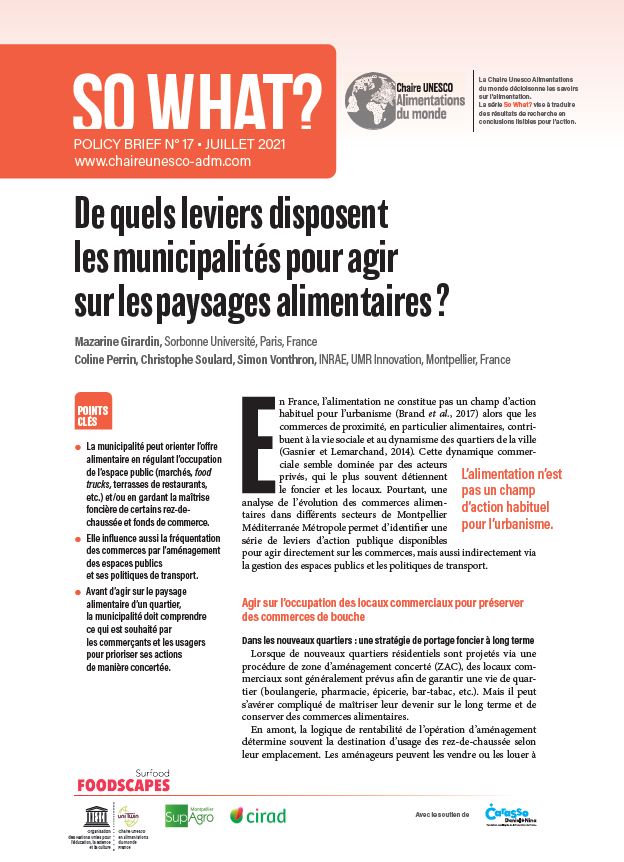 couverture De quels leviers disposent les municipalités pour agir sur les paysages alimentaires&nbsp;?