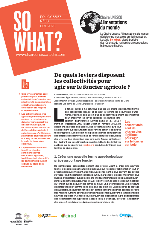 couverture De quels leviers disposent les collectivités pour agir sur le foncier agricole ?
