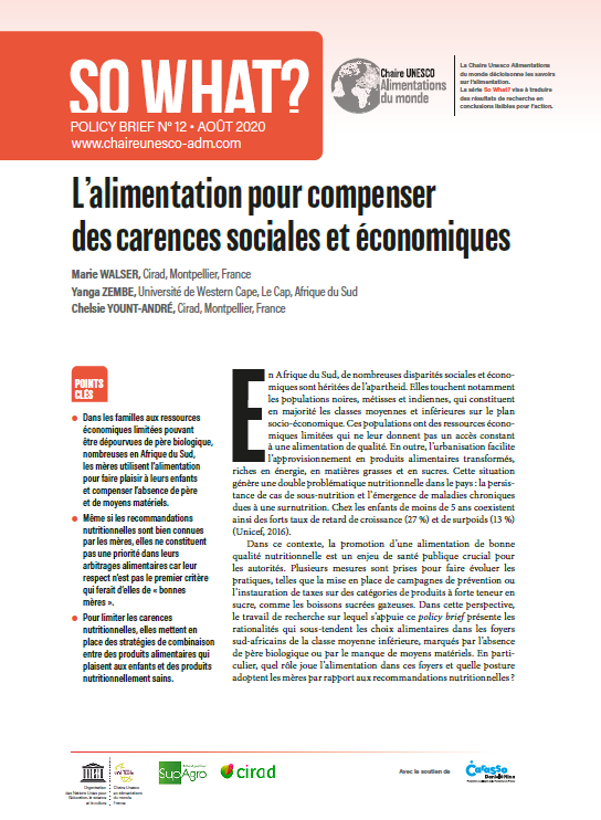 couverture L’alimentation pour compenser des carences sociales et économiques