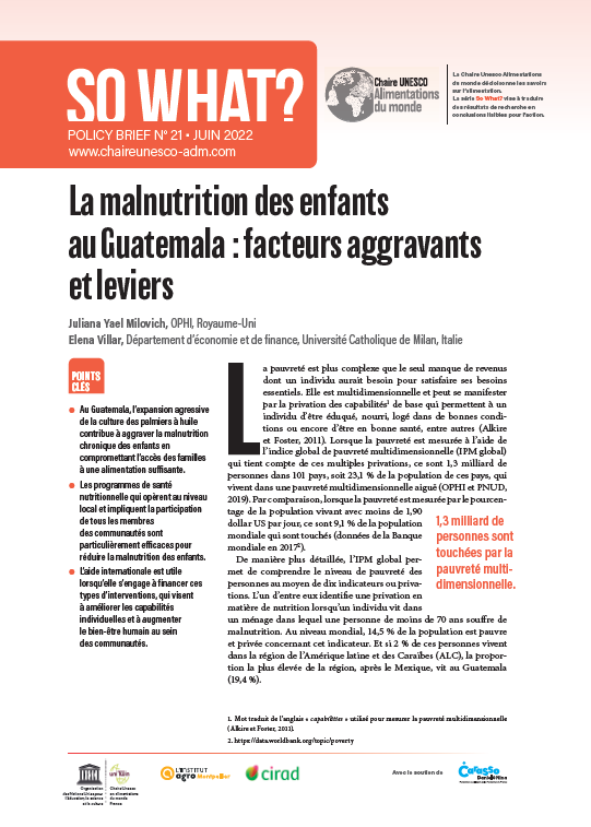couverture La malnutrition des enfants au Guatemala&nbsp;: facteurs aggravants et leviers