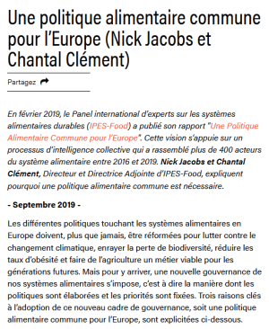 illustrtation article : Une politique alimentaire commune pour l’Europe (Nick Jacobs et Chantal Clément)